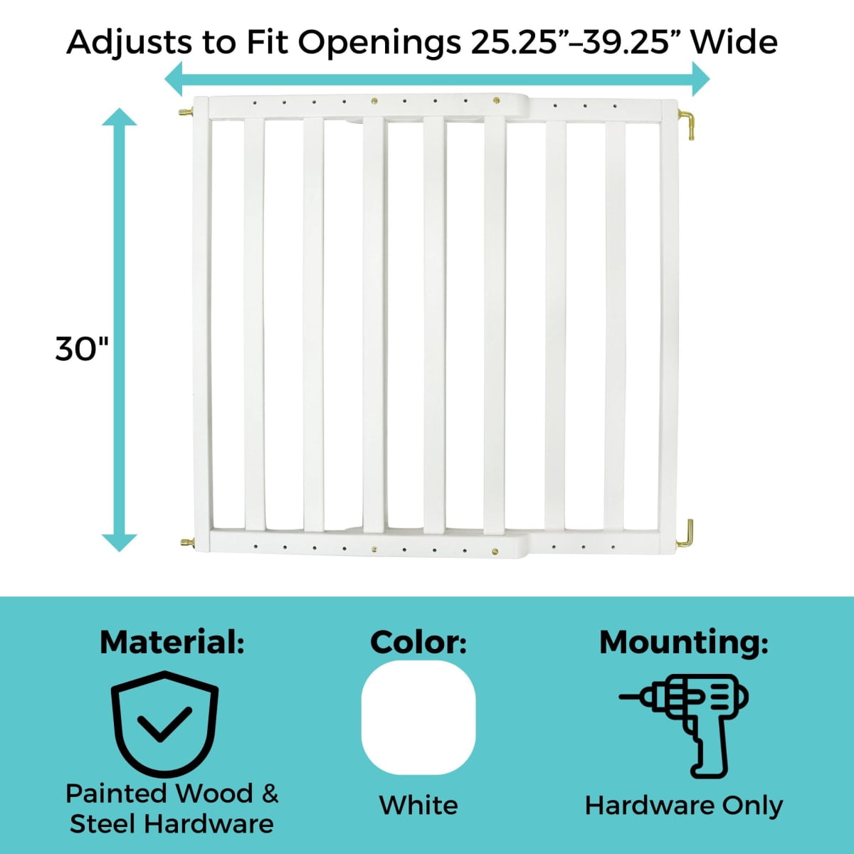 Toddleroo by North States LuxeCraft Wooden Baby Gate, White