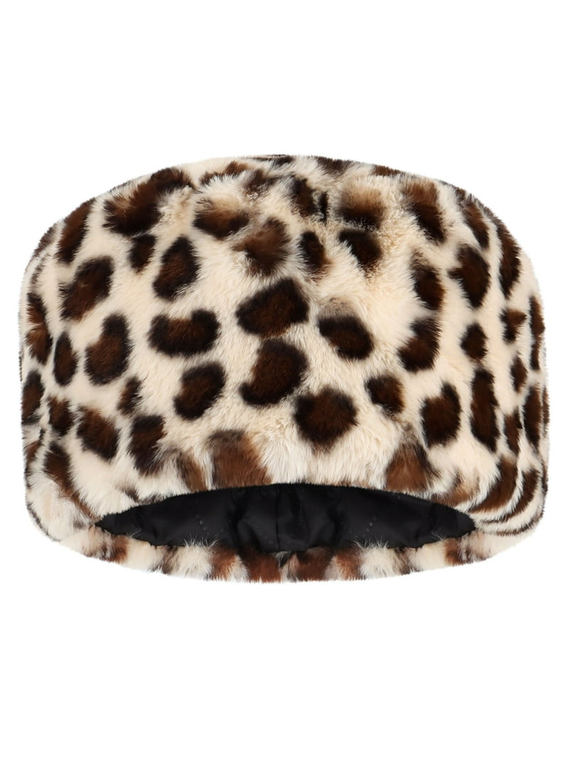Gustave Leopard Print Faux Fur Hats for Women Cossack Russian