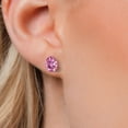 thumbnail image 3 of Gem Stone King 14K Yellow Gold Pink Moissanite Double Notch Stud Earrings | 4.00 Cttw | Gemstone Birthstone | Oval 9X7MM | Gold Earrings for Women Men, 3 of 6