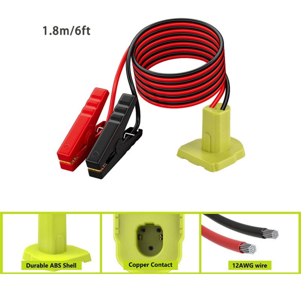 2 Packs 5.9ft 8AWG Jumper Cable for Ryobi 18V Battery, Portable Automotive Booster Clamps for Quick and Safe Vehicle Emergency Jump Starting