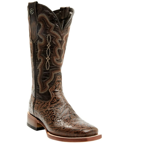 Tanner Mark Women's Hand Tooled Floral Western Boot Broad Square Toe - TML201759 11 M  US