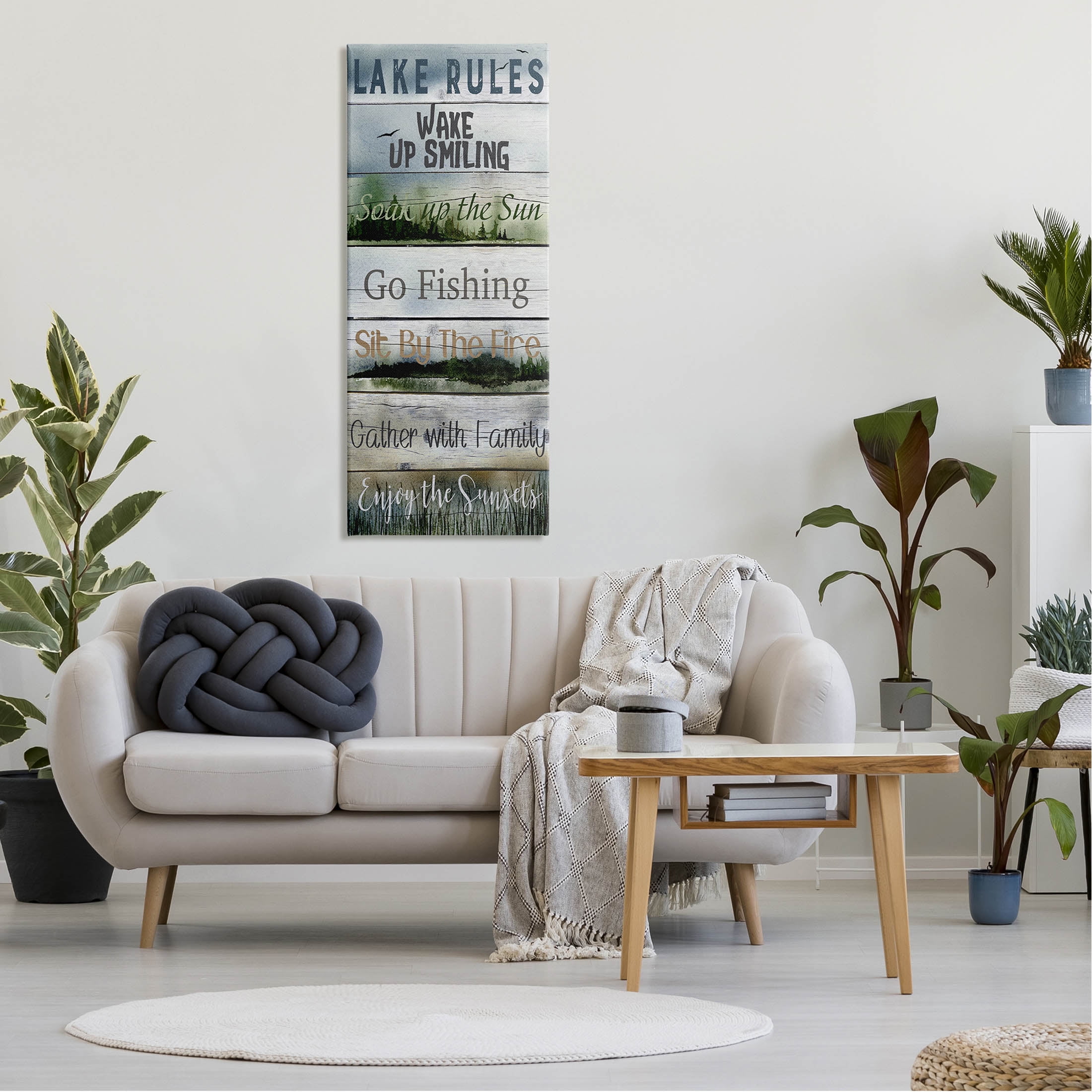 Lake Rules Rustic List Typography Graphic Art Gallery Wrapped Canvas Print Wall Art