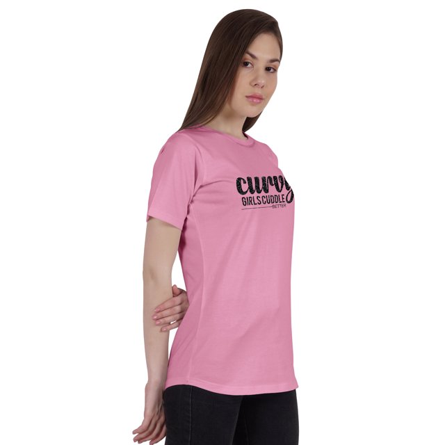 Inkmeso T-Shirt Graphique pour Femmes avec Citation "Curvy Girls Cuddle Better"
