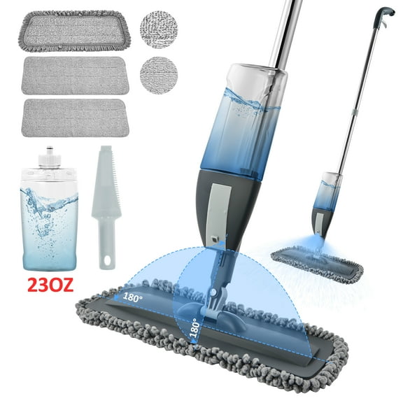 WANALIT Spray Mop for Floor Cleaning with 3 Washable Pads & 1 Scraper Tool - Wet Dry Microfiber Mop, 23oz Refillable Bottle for Hardwood Laminate Tile Floors, Lightweight for Kitchen Bathroom Clean