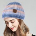 thumbnail image 4 of Gorro para mujer, hombre, gorro de invierno, gorros con puños para mujer, gorros cálidos, rosa, morado, 4 of 5