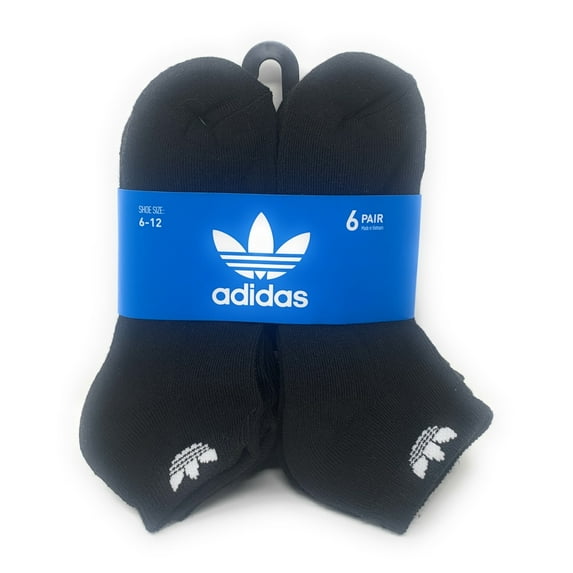adidas Unisex Low Cut Originals Socks 6 Pack, Black (Shoe Size 6-12)