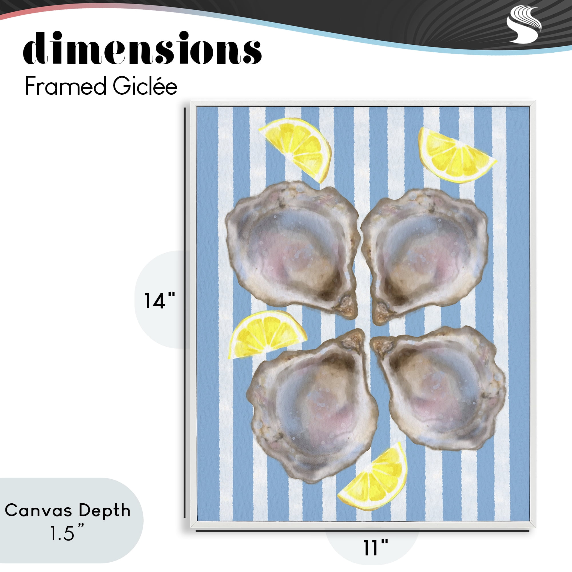 Stupell Industries Blue Stripe Oysters White Framed Giclee Art, design by Matthew Piotrowicz