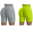 thumbnail image 2 of Ozmmyan 2PC Women's Workout Shorts Wrinkled High Waist Hip Stretch Solid Color Fitness Yoga Pants Shorts, 2 of 7