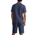 thumbnail image 6 of Men's 2-Piece Linen Summer Set, Casual Short Sleeve Shirt and Vacation Shorts, Breathable Beach Outfit For Tropical Holiday and Travel,Navy,M, 6 of 8