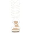 thumbnail image 4 of BLISSFUL STEP Women's Heels Strappy Lace Up Open Toe Kitten Heel Sandals White 7.5, 4 of 7