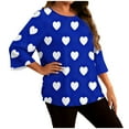 thumbnail image 2 of Gamivast Plus Size Holiday Tops 3/4 Sleeve Heart Print Cute Blouse Oversized Crew Neck Drop Shoulder Trendy Shirts Valentine's Day Outfits Outfits, 2 of 6