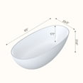 thumbnail image 2 of 65" Solid Surface Freestanding Bathtub, Contemporary Oval Shape Soaking Tub, Stone Resin Stand Alone Bathtub With Pop-Up Drain and Overflow, Cupc Certified,Matte White, 2 of 8