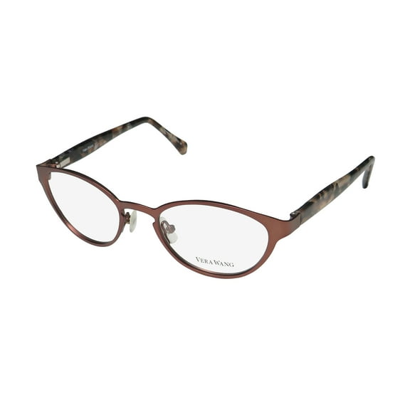 NEW VERA WANG V331 WOMENS/LADIES CAT EYE FULL-RIM BROWN FRAME DEMO LENSES 47-18-130 FLEXIBLE HINGES EYEGLASSES/GLASSES