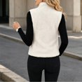 thumbnail image 5 of Bzdzmqm Womens Fleece Vest Full Zip Sleeveless Jacket Stand Collar Solid Cozy Warm Fall Winter Outdoor Work Daily Wear Outfits, White S, 5 of 6