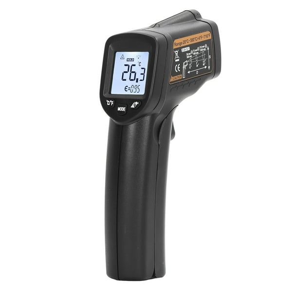 Termómetro infrarrojo para cocinar alimentos sin contacto, pistola de temperatura, pantalla LCD retroiluminada digital -20 ~ 380 ℃ (-4 ~ 716 ℉)