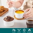 thumbnail image 3 of 6 oz Ramekins with Lid, Porcelain Creme Brulee Souffle Dishes, White Pudding Custard Cups Ramiken for Baking, Dishwasher and Oven Safe, Set of 6, 3 of 8