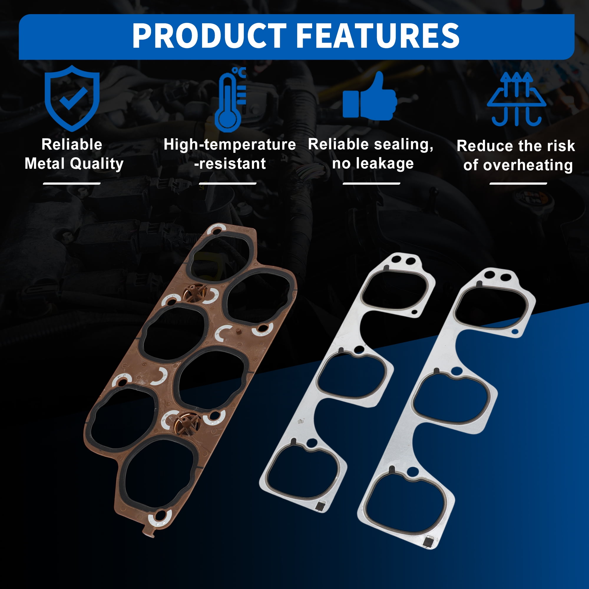 No.12598158 Engine Upper & Lower Intake Gaskets Set for Buick LaCrosse 2005-2008 3.6L for Cadillac CTS 2004-2009 3.6L Intake Manifold Gasket for Chevrolet Malibu 2008-2012 3.6L
