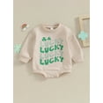 thumbnail image 2 of Bslissey Baby Girls Boys Sweatshirt Romper Long Sleeve Letter Clover Print Bodysuit Newborn Infant Casual Jumpsuit Ireland Festival Clothes 3M 6M 12M 18M, 2 of 9