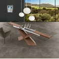 thumbnail image 2 of Davee Transparent Glass Top with Wood Leg Extendable Dining Table, 2 of 5