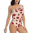 thumbnail image 3 of Easygdp Red Ladybug Women's One Shoulder Ruffle Monokini Bathing Suits with Removable Chest Pad, Quick Drying - Small, 3 of 8