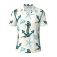 thumbnail image 2 of Daiia Anchors And Shells Pattern Men’s Polo Shirts,Solid Deck Shirt,Classic Fit, Breathable Cotton Polo for Casual and Sport Wear-Small, 2 of 7