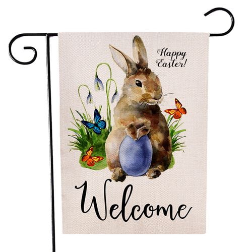 AkoaDa 2020 Happy Easter Garden Flags Bunny Eggs Hen Flowers Printed ...