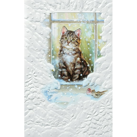 Pumpernickel Press Embossed Christmas Greeting Cards Boxed Set – Merry Meow, 16 Count