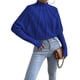 thumbnail image 1 of Suéteres de Punto con Mangas Murciélago y Cuello Alto para Mujer. Azul L, 1 of 7