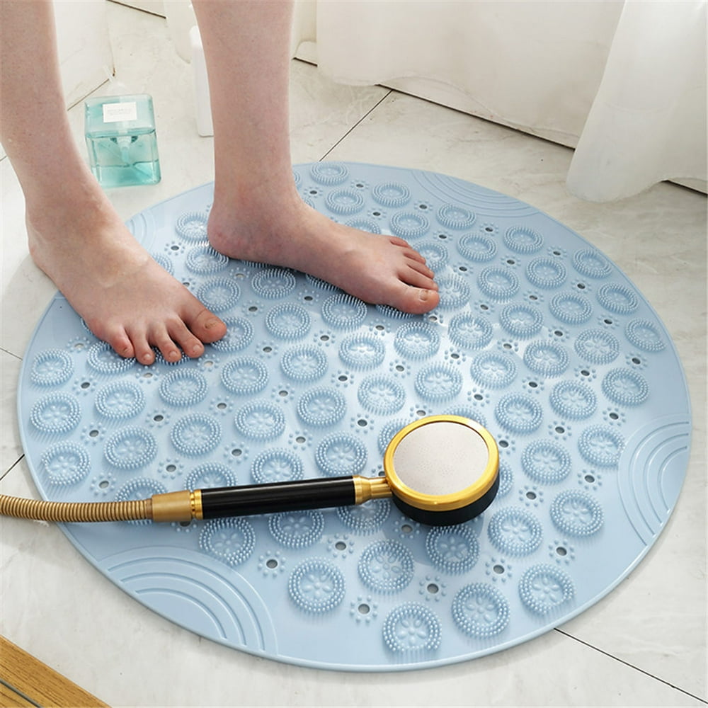 Booyoo Round Nonslip Shower Mat Home Bathroom PVC Drain Holes Suction