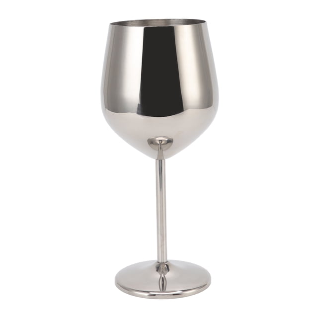 Copa de vino de metal de acero inoxidable, elegante, de alta dureza, ampliamente utilizada, para fiestas, bodas, banquetes, color plateado, 500 ml