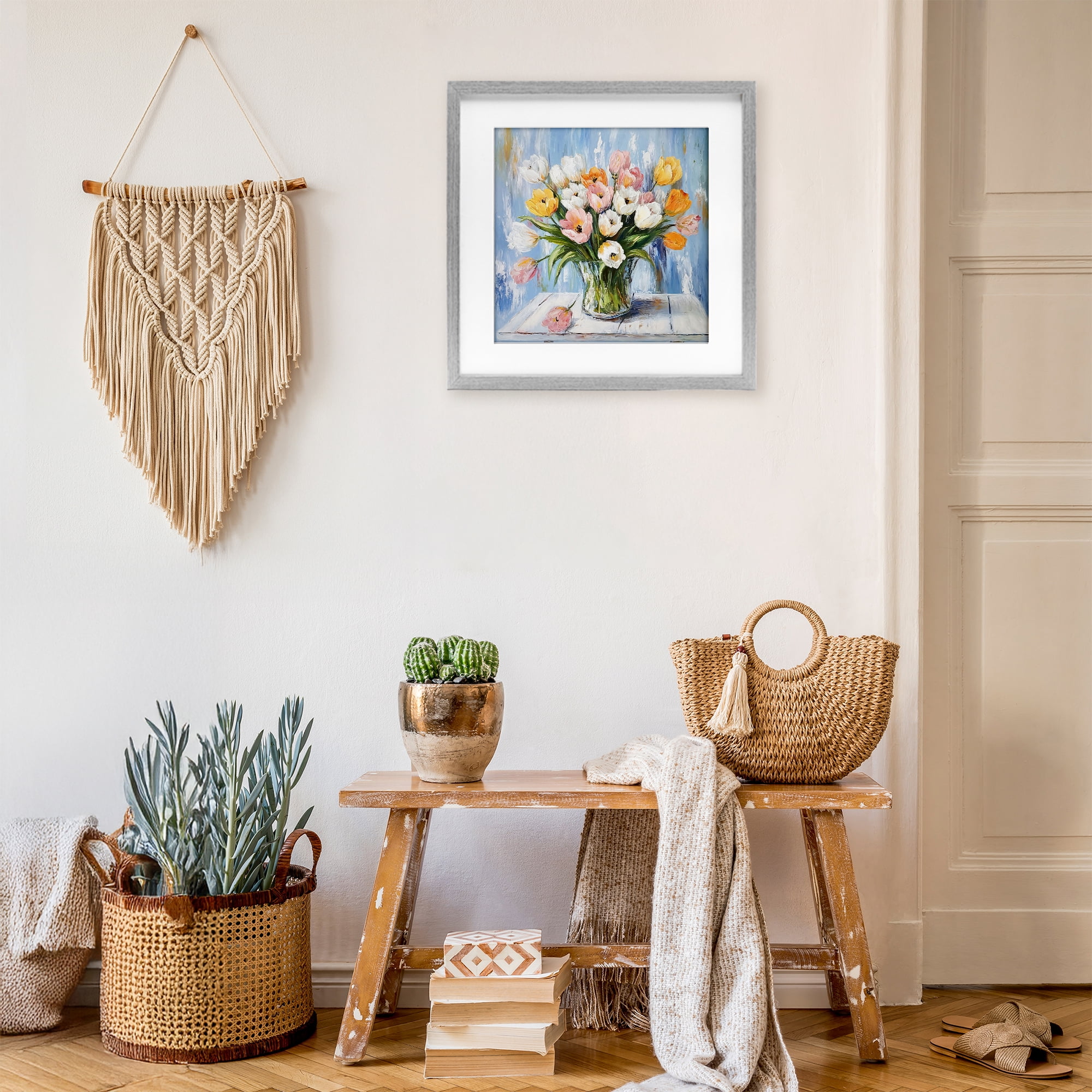 Stupell Industries Her Cottage Garden Tulips Gray Framed Print Under Glass, design by Tina LeCour