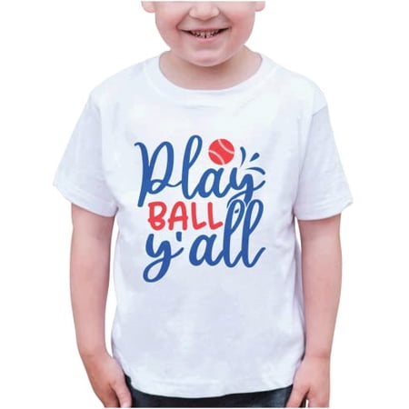 7 ate 9 Apparel Kids Baseball Shirts - Play Ball Y all White T-Shirt 3T