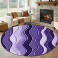 thumbnail image 2 of Round Area Rug 6ft,Gradient Purple Waves Line Washable Carpet Non-Slip Runner Accent Rugs Indoor Floor Mat for Bedroom Living Room Decor,Abstract Wavy Stripes Art, 2 of 9
