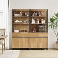 thumbnail image 4 of WAMPAT 2 PCS Modern 72" Tall Bookcases with Metal Base and Adjustable Shelves, Library Book Shelf with Storage Cabinet and Open Book Shelfs, Wood Bookshelves for Home Office, Living Room, Oak, 4 of 13