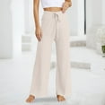 thumbnail image 2 of Women's Ribbed Knit Wide Leg Pants Casual Flowing Sweater Pants With Elastic Waist Casual Pants For Women Summer, 2 of 5