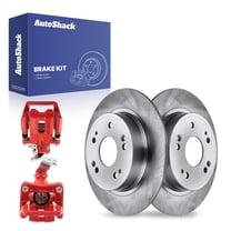 AutoShack Rear Brake Rotors Calipers Red | Replacement for 2008-2012 Honda Accord 2009-2014 Acura TSX 2.4L 3.5L V6 FWD | 4-PC Brake Kit