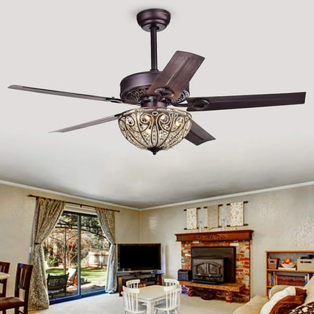 Catalina Bronze-finished 5-blade, 48-inch Crystal Ceiling Fan (Optional Remote)