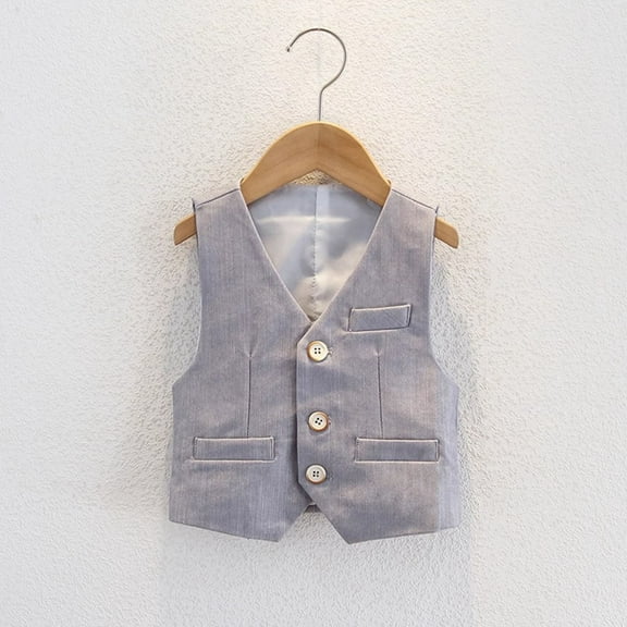 ATOGUTA Kids Boys Vest Kids Waistcoat Boys Vest Sleeveless Casual Vest Outfit Gray, 1-14 Years
