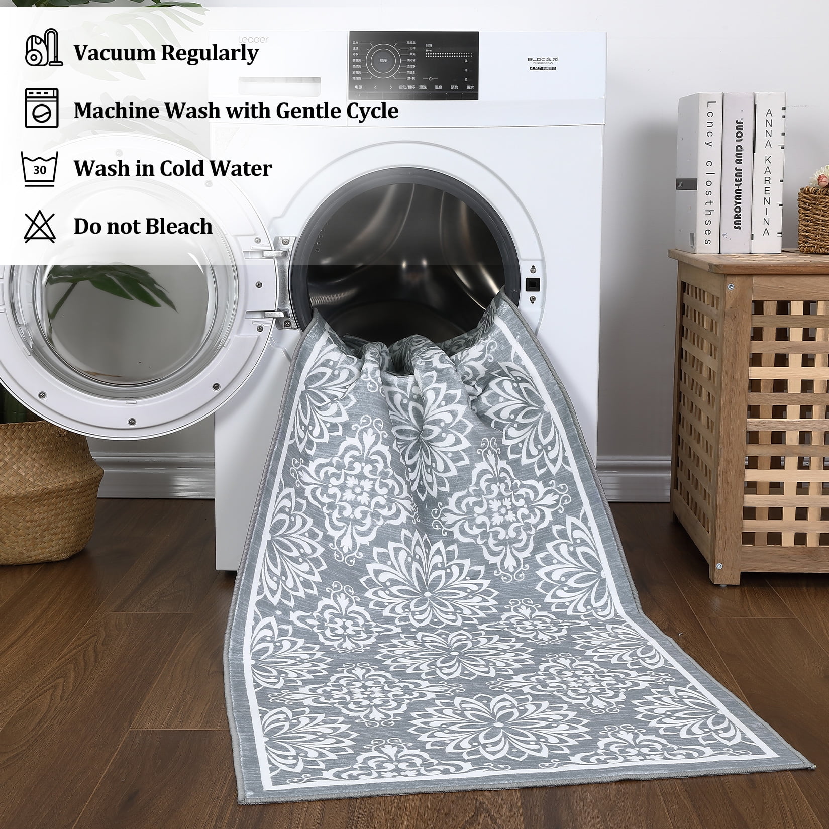 Hasoo 5' x 7' Area Rugs for Living Room Modern Austere European Area Rugs Machine Washable Rugs Bedroom Dining Room Kitchen Carpet Gray
