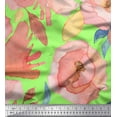 thumbnail image 1 of Soimoi Green Poly Georgette Fabric Leaves & Floral Print Sewing Fabric BTY 52 Inch Wide, 1 of 3
