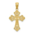 thumbnail image 7 of 14k Yellow Gold with Rhodium Solid White Rhodium Diamond Cut Cross Charm Pendant, 7 of 7