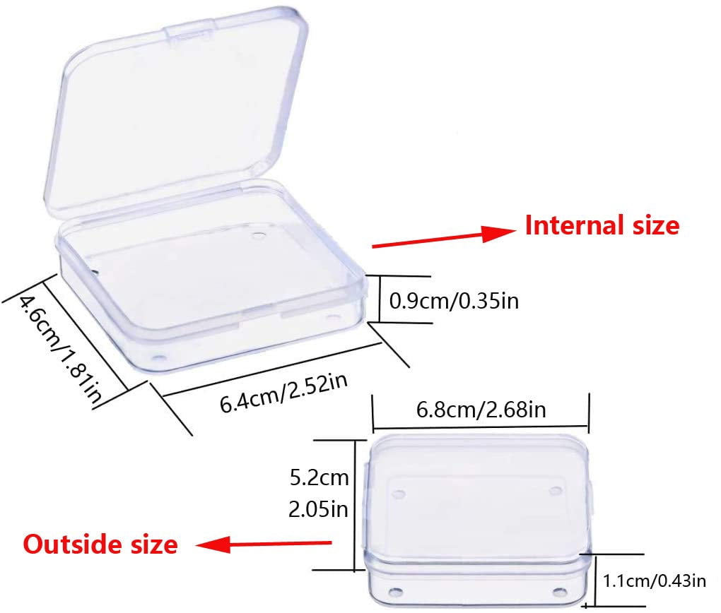6 Pcs Clear Plastic Storage Boxes with Lids, Rectangular Containers for Pills, Jewelry, Beads, Herbs, Craft Supplies Organizer