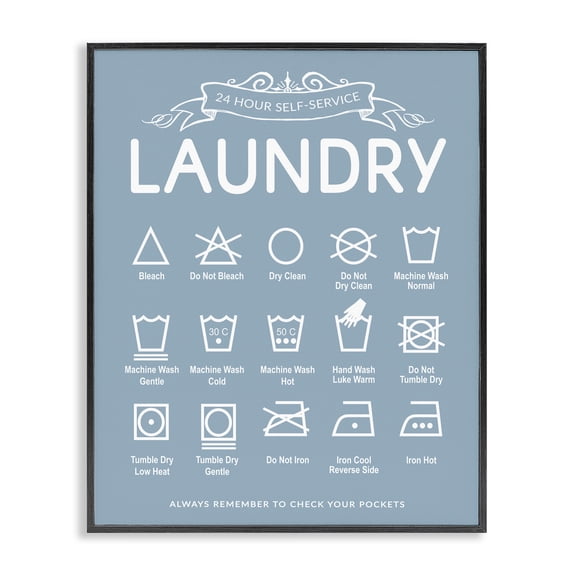 Stupell Industries Traditional Blue Vintage Laundry Guide Black Framed Giclee Art, 11 x 14, by Lettered and Lined