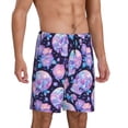 thumbnail image 2 of Fuzoiu crystal Skull flower Print Pajama Shorts for Men, Men's Pajama Bottoms,Mens Lounge Sleepwear,Pajama Pants with Pocket-Large, 2 of 6