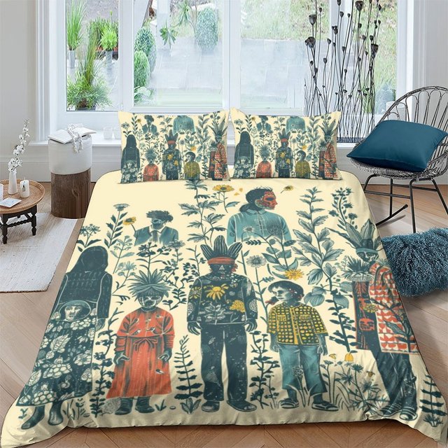 Bedding Sets 3D Strange Plants and Animals Printed Quilt Cover Set Creative Bed Gift,Queen (90"x90")