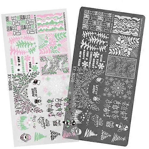 Placas para estampar uñas con diseños navideños de copos de nieve, plantillas reutilizables para decoración de uñas en invierno.