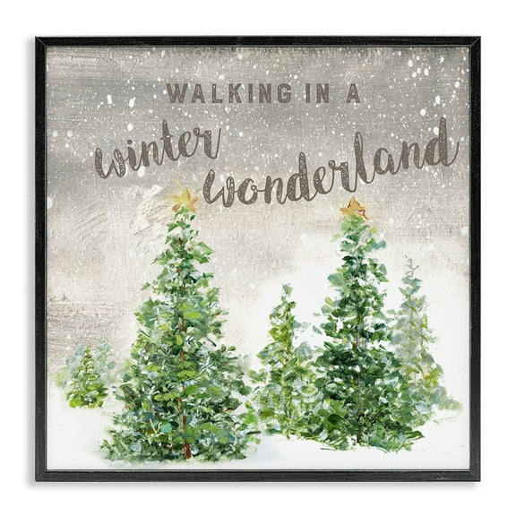 Stupell Industries Winter Wonderland Trees Holiday Painting Black Framed Art Prints Wall Art, 12 x 12