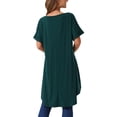 thumbnail image 3 of INSPIRAR CHIC Blusas de Mujer de Manga Corta Asimétricas con Nudo en la Cintura, Top Elegante Casual, Talla XL, Verde Profundo, 3 of 6