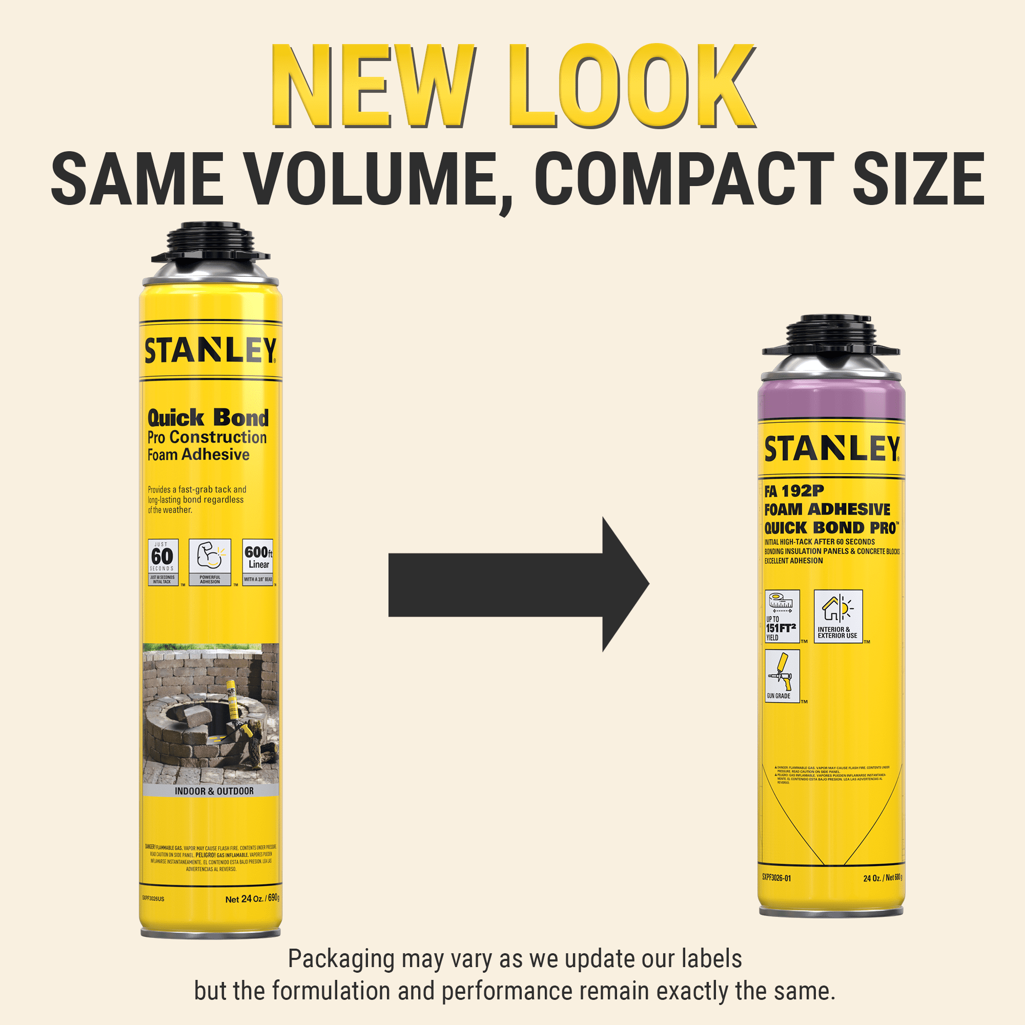 Stanley Quick Bond Pro Construction Gun Foam Adhesive, 24oz-2 Pack
