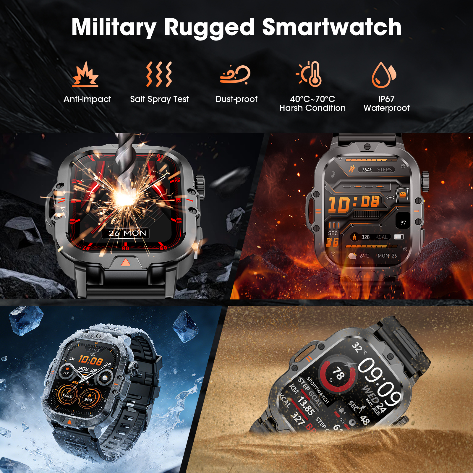 Mingwear Men's Smartwatch with Fitness Tracker, Black photo 6